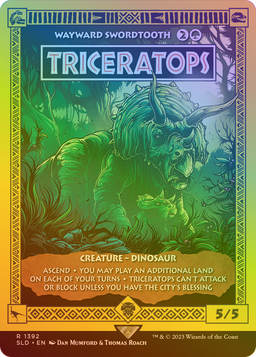 Triceratops - Wayward Swordtooth (Rainbow Foil) (SLD-1392) - Secret Lair Drop / Triceratops (Borderless) Foil