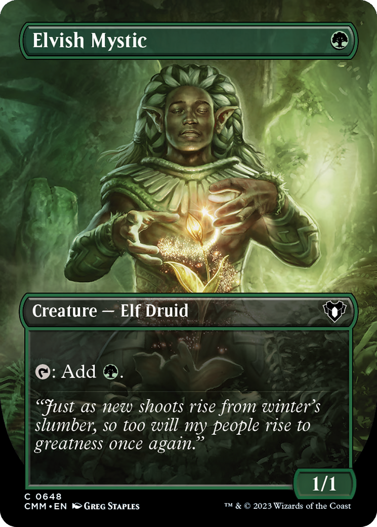 Elvish Mystic (Borderless) (CMM-648) - Commander Masters