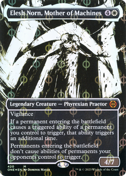 Elesh Norn, Mother of Machines (Showcase) (Step-and-Compleat Foil) (ONE-420) - Phyrexia: All Will Be One: (Showcase) (Borderless) Foil