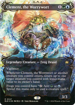 Clement, the Worrywort (Borderless) (Raised Foil) (BLB-347) - Bloomburrow: (Showcase) Foil