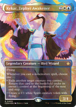 Kykar, Zephyr Awakener (Borderless) (Mana Foil) (FDN-409) - Foundations Foil