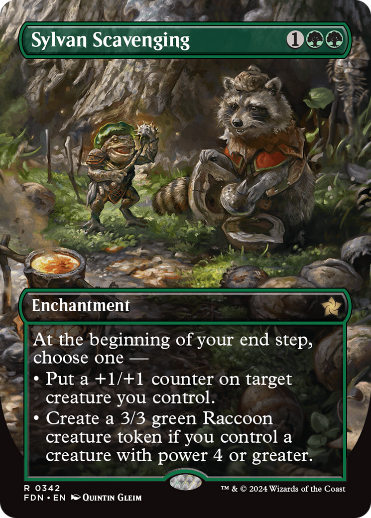 Sylvan Scavenging (Borderless) (FDN-342) - Foundations: (enchantment) Foil