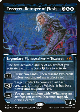 Tezzeret, Betrayer of Flesh (NEO-419) - Kamigawa: Neon Dynasty: (Showcase) Etched Foil