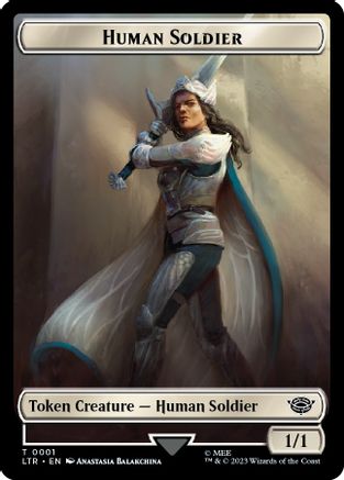 Human Soldier (0001) // Food (0009) Double-Sided Token (LTR-1 // 9) - The Lord of the Rings: Tales of Middle-earth Foil