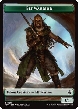Elf Warrior // Cat (001) Doubled-Sided Token (FDN-19 // 1) - Foundations