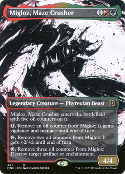 Migloz, Maze Crusher (Showcase) (ONE-321) - Phyrexia: All Will Be One: (Showcase) (Borderless)