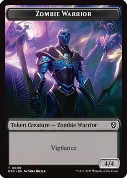 Zombie Warrior // Zombie (0003) Double-Sided Token (DRC-9 // 3) - Commander: Aetherdrift