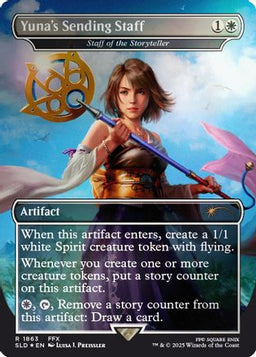Yuna's Sending Staff - Staff of the Storyteller (Rainbow Foil) (SLD-1863) - Secret Lair Drop Series Foil