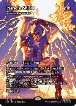 Patriotic Shield - Sword of Fire and Ice (Borderless) (MAR-100) - Marvel Universe Eternal-Legal Foil