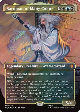 Saruman of Many Colors (Borderless) (Surge Foil) (HOC-075) - The Hobbit: Eternal-Legal Foil