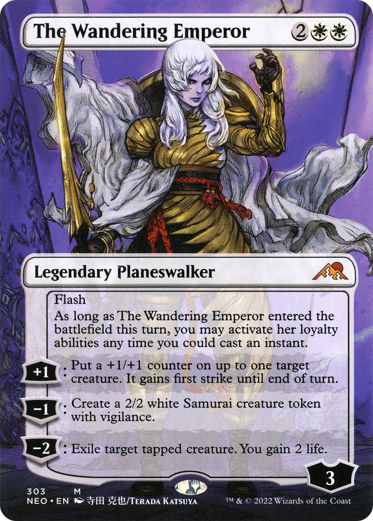 The Wandering Emperor (Borderless) (NEO-303) - Kamigawa: Neon Dynasty Foil