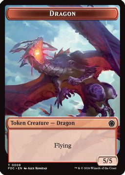 Dragon (0008) // Treasure Double-Sided Token (FDC-8 // 16) - Commander: Foundations