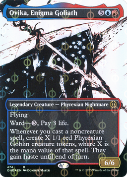 Ovika, Enigma Goliath (Showcase) (Step-and-Compleat Foil) (ONE-474) - Phyrexia: All Will Be One: (Showcase) (Borderless) Foil