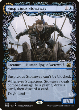 Suspicious Stowaway (Showcase) (MID-288) - Innistrad: Midnight Hunt: (Showcase, Double Faced Transform) Foil