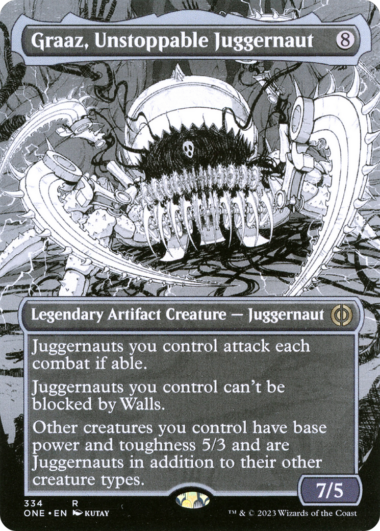 Graaz, Unstoppable Juggernaut (Borderless) (ONE-334) - Phyrexia: All Will Be One: (Showcase) Foil