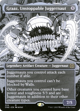 Graaz, Unstoppable Juggernaut (Borderless) (ONE-334) - Phyrexia: All Will Be One: (Showcase) Foil