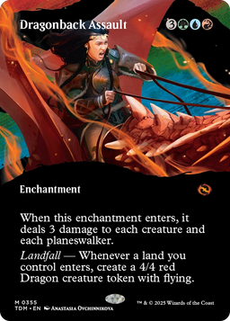 Dragonback Assault (Borderless) (TDM-355) - Tarkir: Dragonstorm: (Showcase, enchantment)