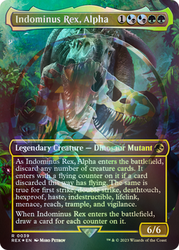 Indominus Rex, Alpha (Borderless) (Emblem) (REX-039) - Jurassic World Collection Foil