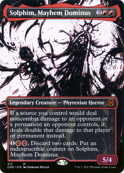 Solphim, Mayhem Dominus (Showcase) (ONE-312) - Phyrexia: All Will Be One: (Showcase) (Borderless) Foil