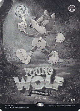 Young Wolf (Black & White Foil) (SLD-885) - Secret Lair Drop (Borderless) Foil