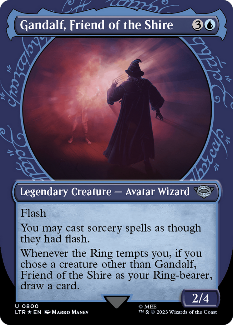 Gandalf, Friend of the Shire (Showcase) (Surge Foil) (LTR-800) - The Lord of the Rings: Tales of Middle-earth: (Showcase) (Borderless) Foil