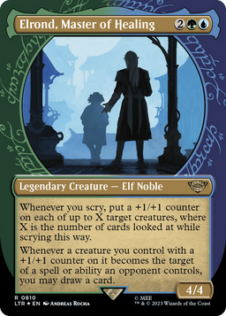 Elrond, Master of Healing (Showcase) (Surge Foil) (LTR-810) - The Lord of the Rings: Tales of Middle-earth: (Showcase) (Borderless) Foil