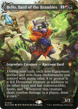 Bello, Bard of the Brambles (Borderless) (Raised Foil) (BLC-101) - Bloomburrow Commander Foil