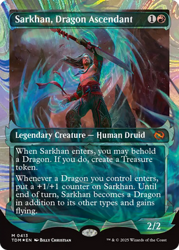 Sarkhan, Dragon Ascendant (0413) (Showcase) (Halo Foil) (TDM-413) - Tarkir: Dragonstorm: (Showcase) Foil