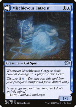 Mischievous Catgeist (VOW-069) - Innistrad: Crimson Vow: (Double Faced Transform) Foil