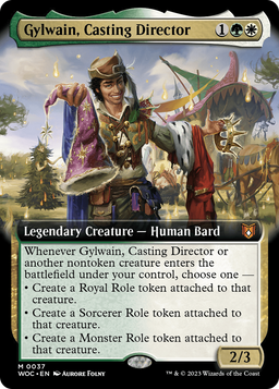 Gylwain, Casting Director (Extended Art) (WOC-037) - Wilds of Eldraine Commander: (Extended Art)
