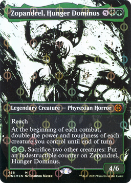 Zopandrel, Hunger Dominus (Showcase) (Step-and-Compleat Foil) (ONE-458) - Phyrexia: All Will Be One: (Showcase) (Borderless) Foil
