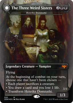 The Three Weird Sisters - Henrika Domnathi (VOW-335) - Innistrad: Crimson Vow: (Double Faced Transform) (Borderless) Foil
