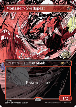 Monastery Swiftspear (2043) (Raised Foil) (SLD-2043) - Secret Lair Drop (Borderless) Foil