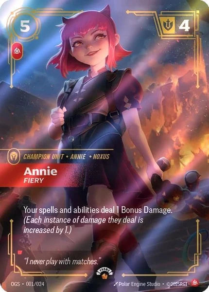 Annie - Fiery (001/024) - Riftbound Organized Play Promotional Cards Foil