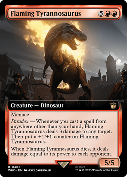 Flaming Tyrannosaurus (Extended Art) (WHO-385) - Doctor Who: (Extended Art) Foil