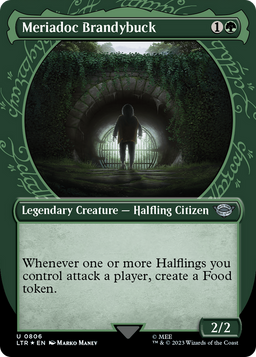 Meriadoc Brandybuck (Showcase) (Surge Foil) (LTR-806) - The Lord of the Rings: Tales of Middle-earth: (Showcase) (Borderless) Foil