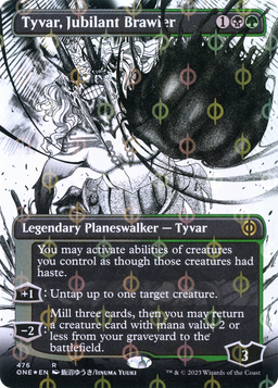 Tyvar, Jubilant Brawler (Borderless) (Step-and-Compleat Foil) (ONE-476) - Phyrexia: All Will Be One: (Showcase) Foil