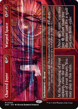 Charred Foyer // Warped Space (Borderless) (DSK-340) - Duskmourn: House of Horror Foil