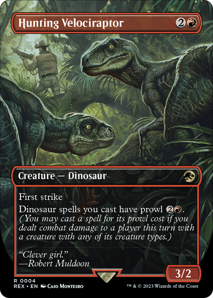 Hunting Velociraptor (Borderless) (REX-004) - Jurassic World Collection Foil