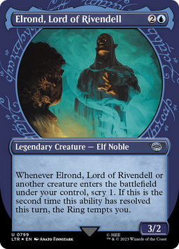 Elrond, Lord of Rivendell (Showcase) (Surge Foil) (LTR-799) - The Lord of the Rings: Tales of Middle-earth: (Showcase) (Borderless) Foil