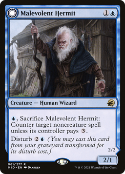 Malevolent Hermit (MID-061) - Innistrad: Midnight Hunt: (Double Faced Transform) Foil