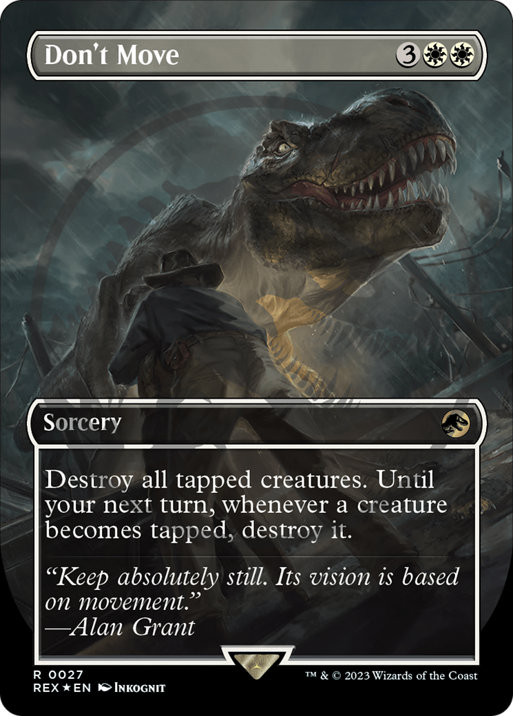 Don't Move (Borderless) (Emblem) (REX-027) - Jurassic World Collection Foil