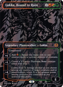 Lukka, Bound to Ruin (Oil Slick Raised Foil) (ONE-363) - Phyrexia: All Will Be One (Borderless) Foil