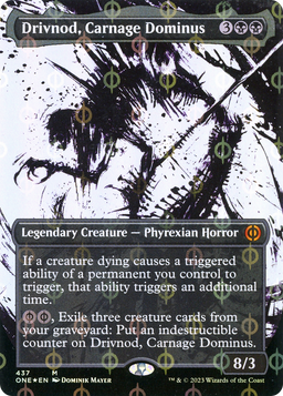 Drivnod, Carnage Dominus (Showcase) (Step-and-Compleat Foil) (ONE-437) - Phyrexia: All Will Be One: (Showcase) (Borderless) Foil