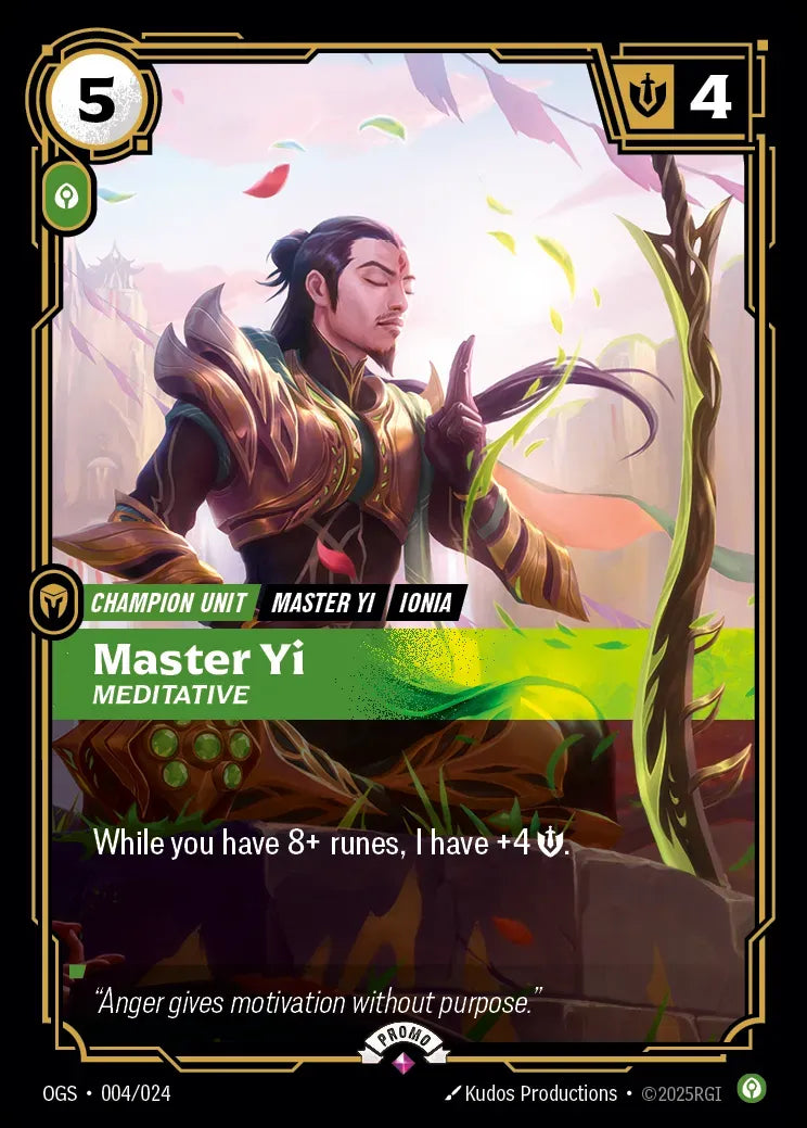 Master Yi - Meditative (004/024) - Riftbound Organized Play Promotional Cards Foil